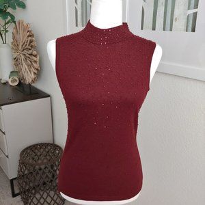 Banana Republic - Burgundy Beaded Sleeveless Sweater - Sz XS - NWT